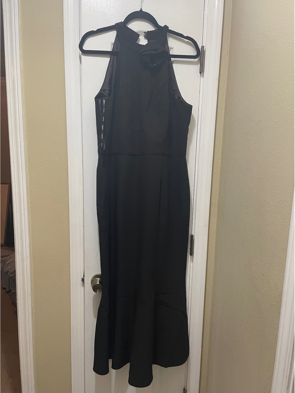 City Chic Black Maxi Dress with Embellished Bow Detail Size S/16